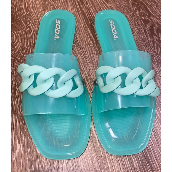 3x Pairs 6 Fashion Nova Blue‎ Mint Green Pink Jelly Cuban Matte Slide Sandals - Picture 3 of 8